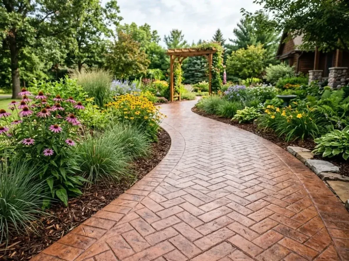 Decorative concrete walkway