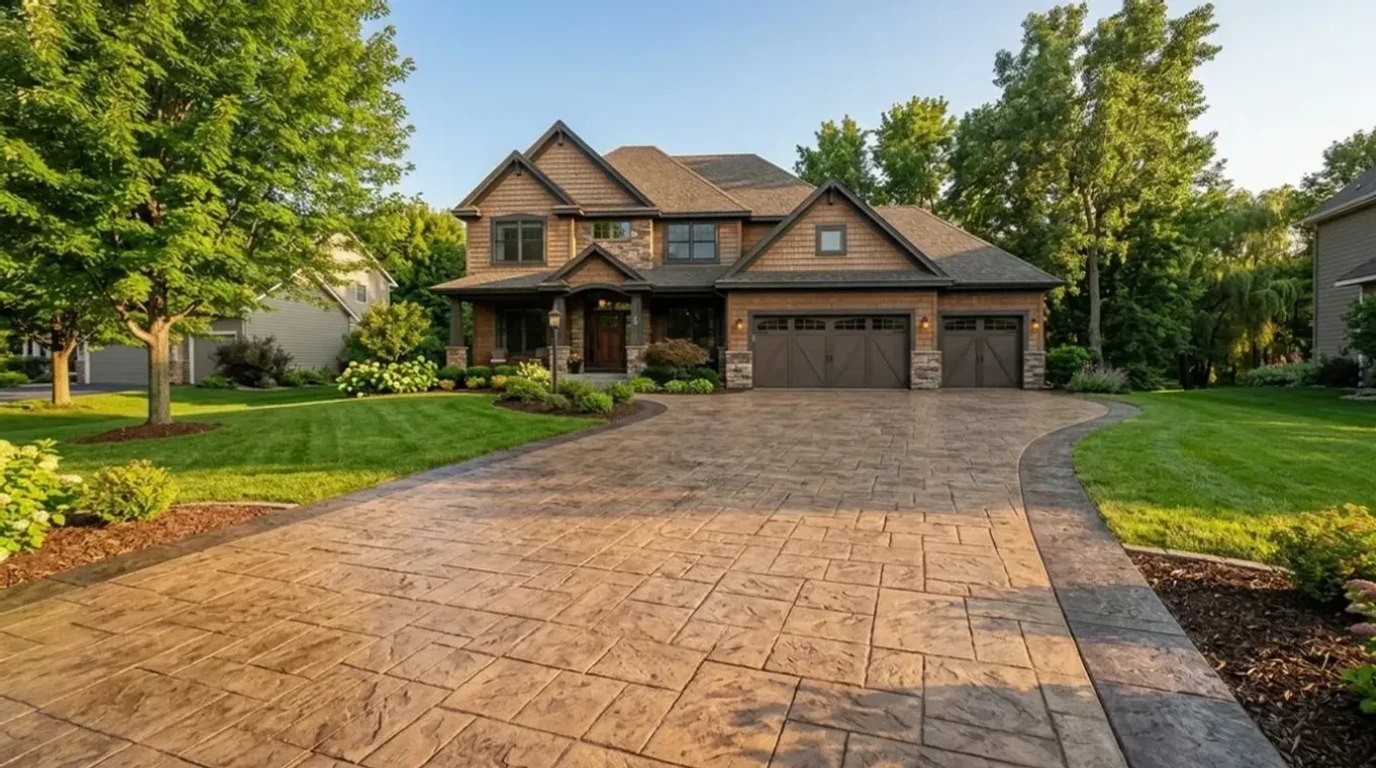 Jensen Concrete Decorative concrete driveway installation in Chaska, MN
