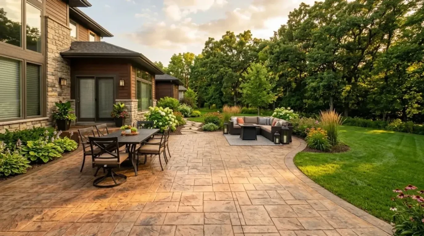 Jensen Concrete Beautiful stamped decorative concrete patio