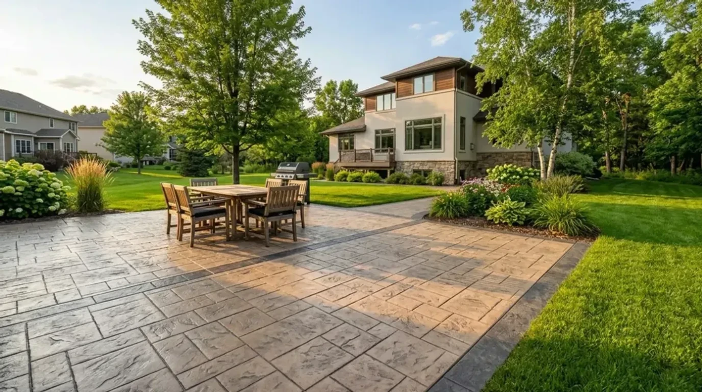 Decorative concrete patio installation in Chaska, MN by Jensen Decorative Concrete